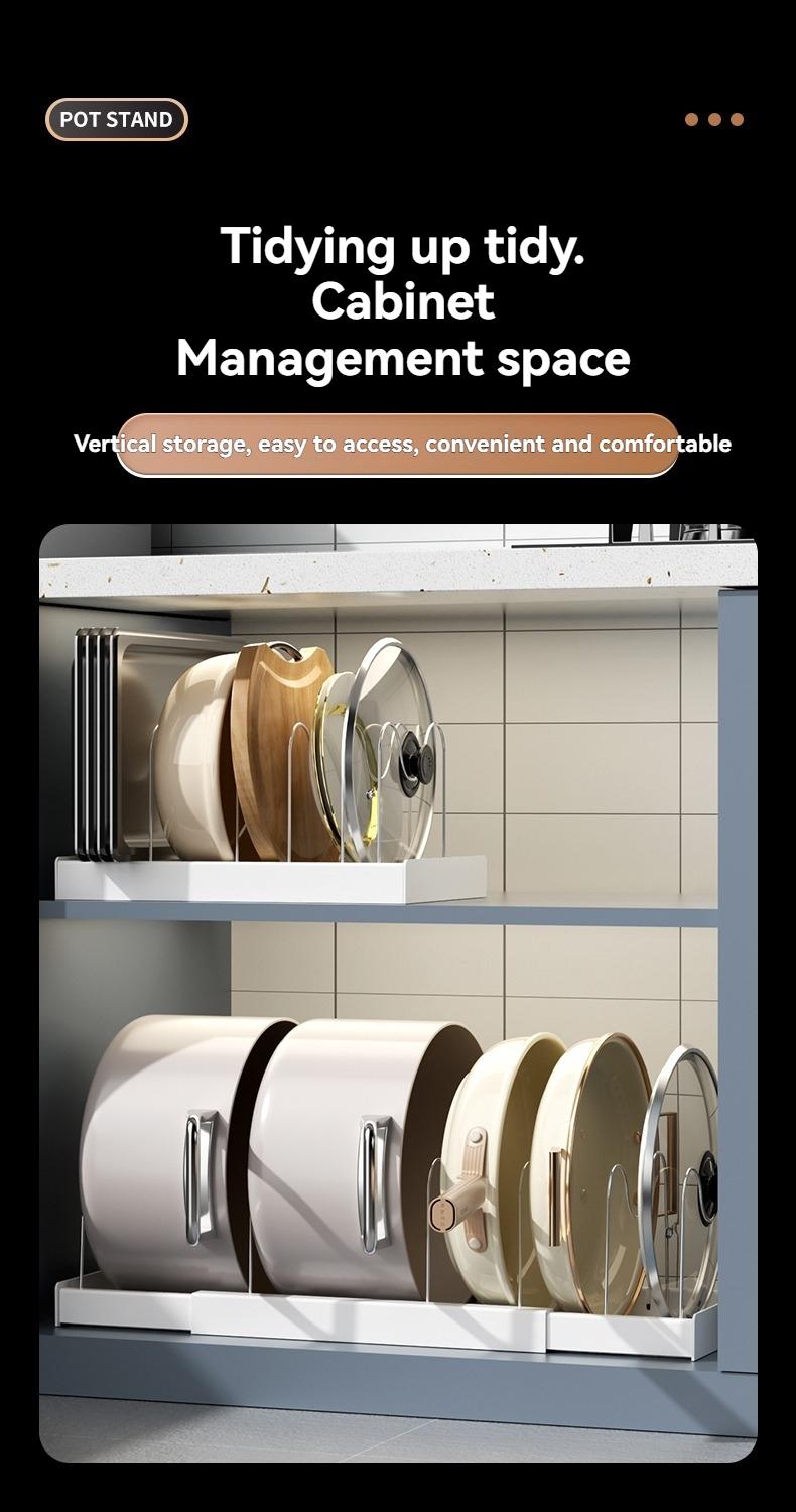 Kitchen Storage Rack Stainless Steel Pot Bowl Dish Organizer, Detachable Kitchen Shelf, Durable & Space-Saving Design