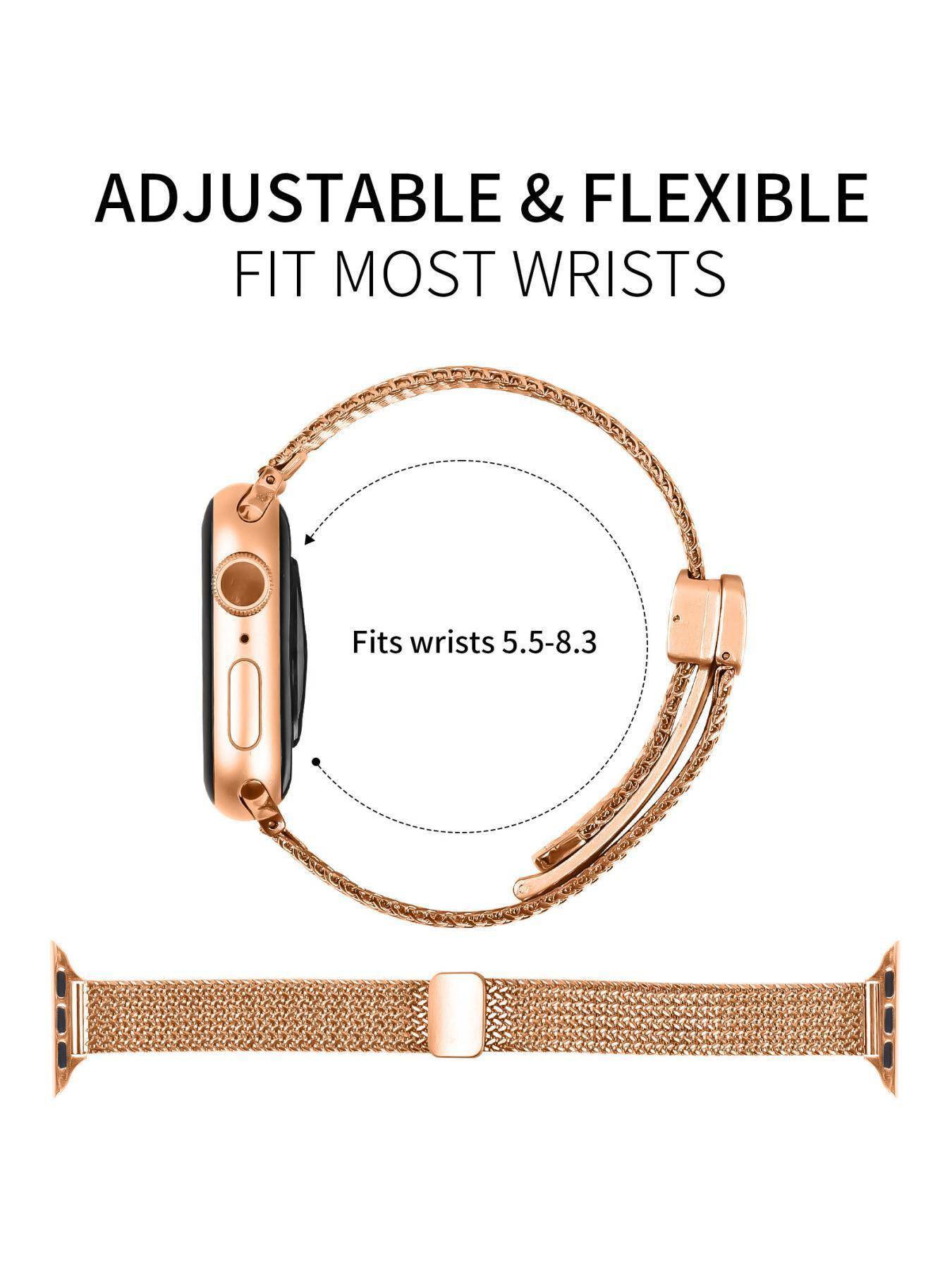 New strap compatible with Apple 1st to 11th generations, herringbone pattern magnetic folding clasp strap for Apple Watch Ultra
