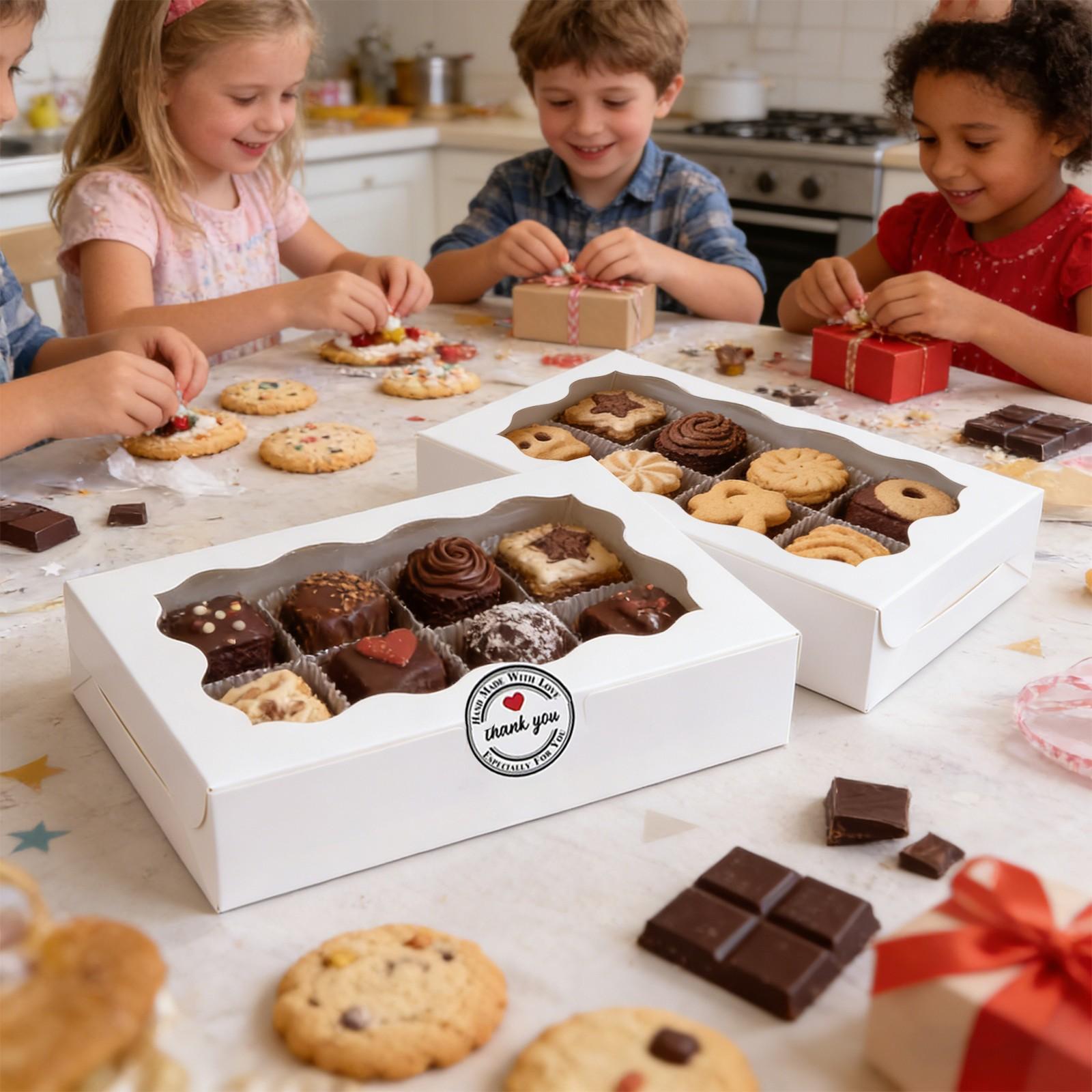 White Cookie Boxwith Window 7.09x4.9x1.75 Inch TwoUses Pastry Biscuit Bakery Box ForPackaging Bakeware