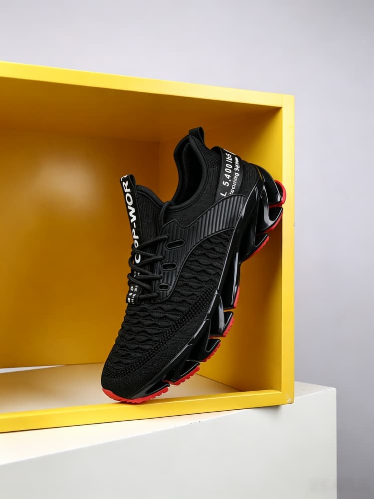Men's trendy blade Athletic jogging shoes one-piece knit breathable mesh soft sole versatile for commute jogging