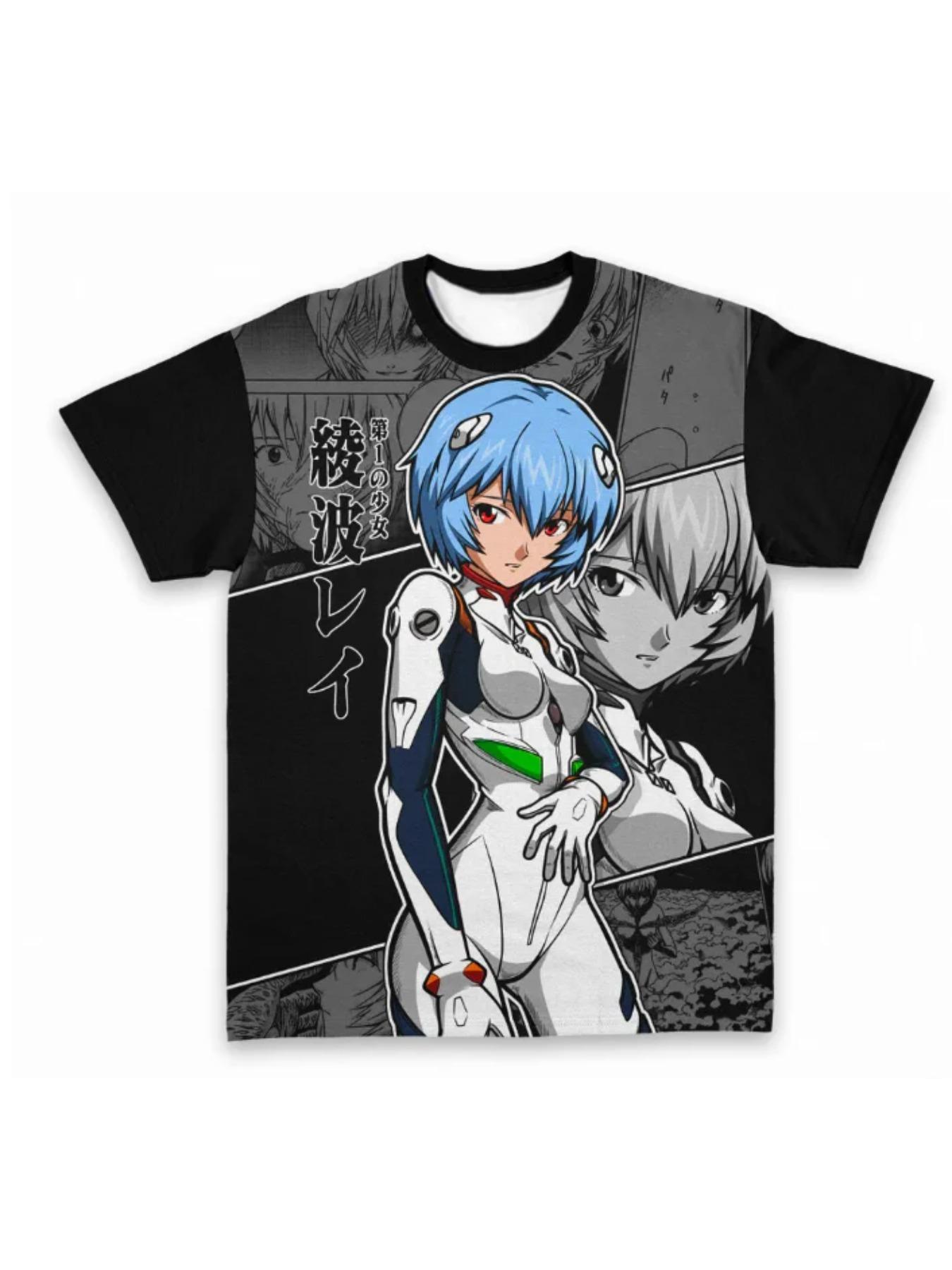 Neon Genesis Evangelion Anime T-shirt Men's 3D All Over Print Graphic Tee Casual Short Sleeve Tops Harajuku Streetwear EVA Rei Asuka Unit-01 Tshirt