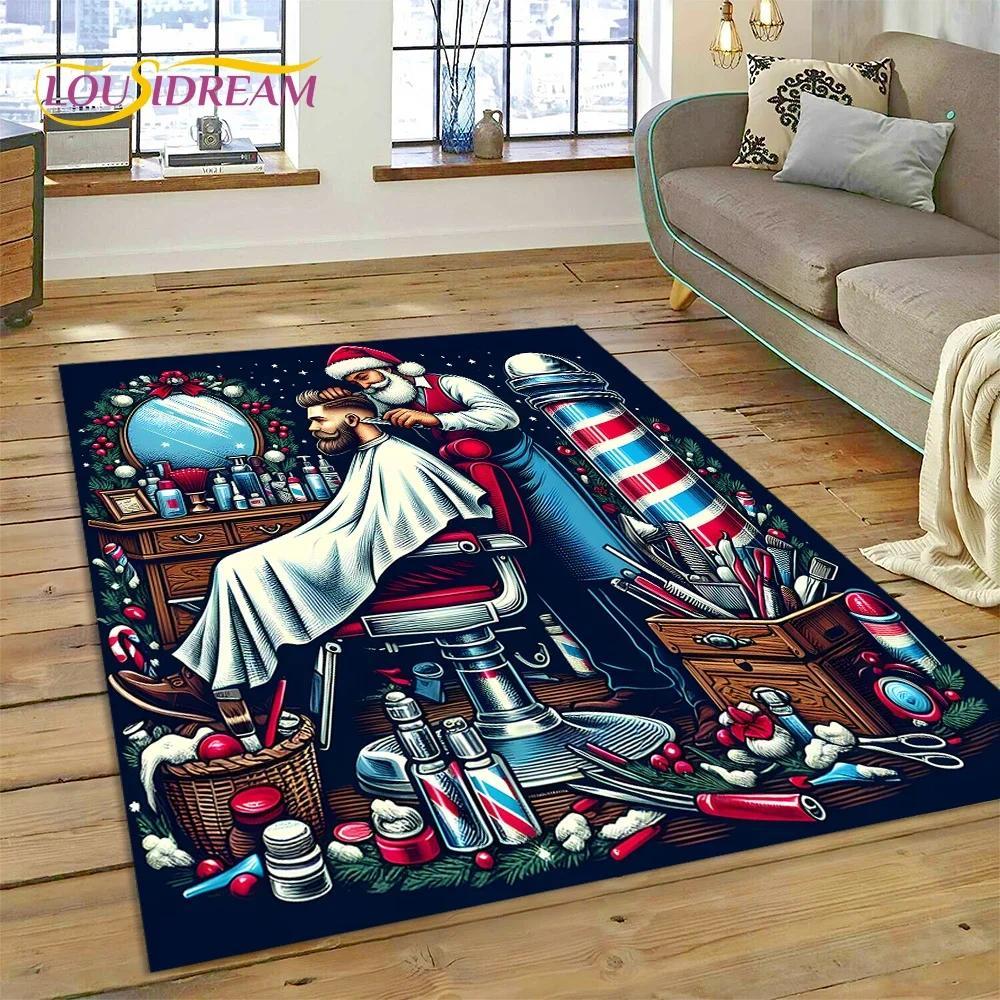 Vintage Barbershop Portrait Flannel Area Rug - Retro Hairstyle Salon Print Soft Mat for Barber Shop & Home, Non-Slip Man Cave Decor#BarbershopRug #VintagePortraitMat #RetroSalonDecor #ManCapeCarpet #NonSlipFlannelRug