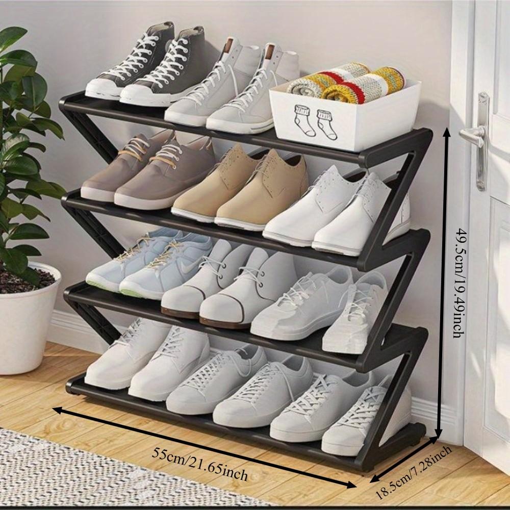 4-Layer Foldable Z-Shaped Shoe Rack, Easy Assembly, Durable Plastic, Space-Saving Design, Ideal for Home, Dormitory, Entrance