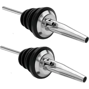 LanMa Olive Oil Spout Pourer, 2PCS Stainless Steel Liquor Bottle Pourers Spouts with Rubber Dust Caps