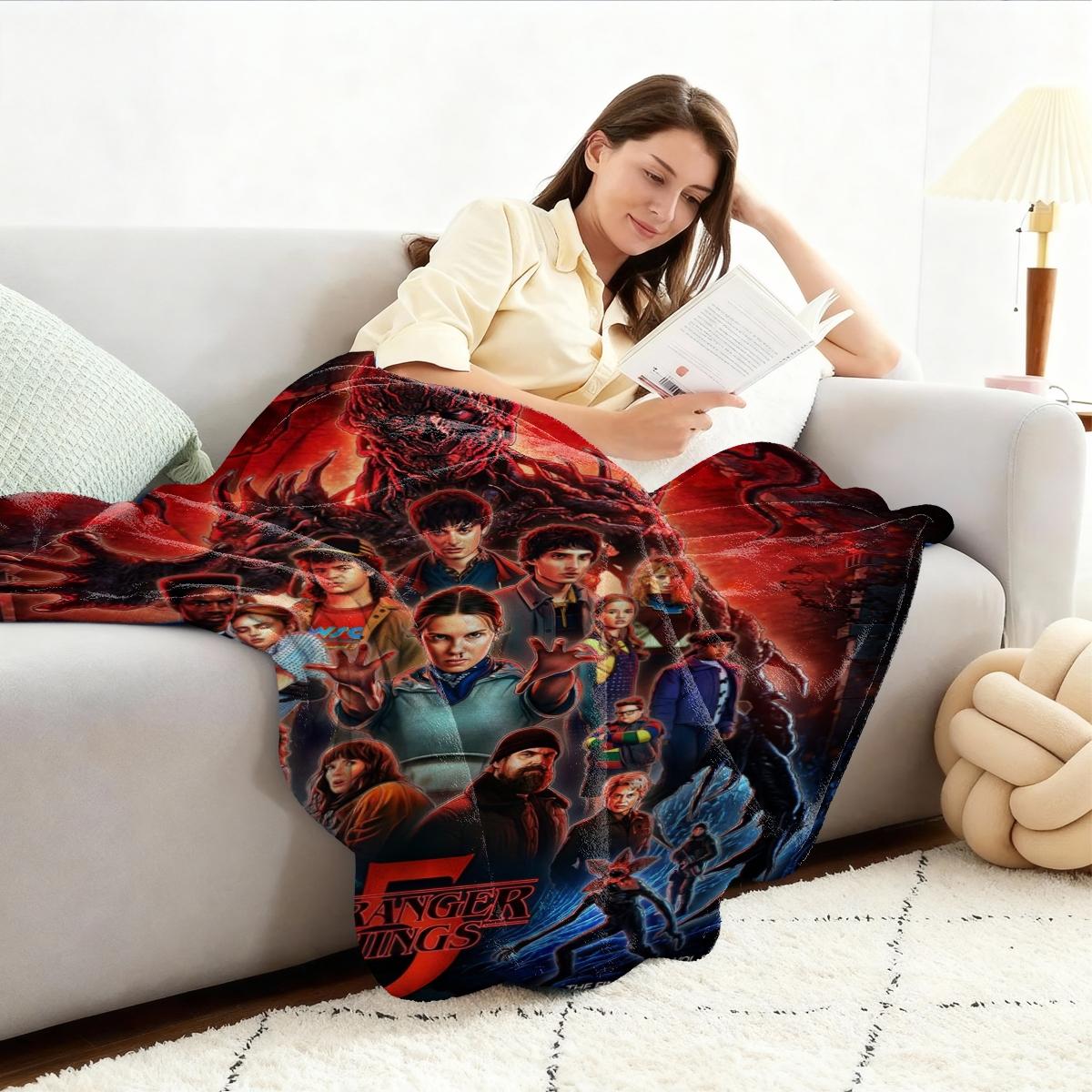 Stranger Things Season 5 Flannel Throw Blanket - Large, Soft, Lightweight & Warm - Perfect for Bed, Sofa, Office, Camping & Travel - Christmas & Winter Gift