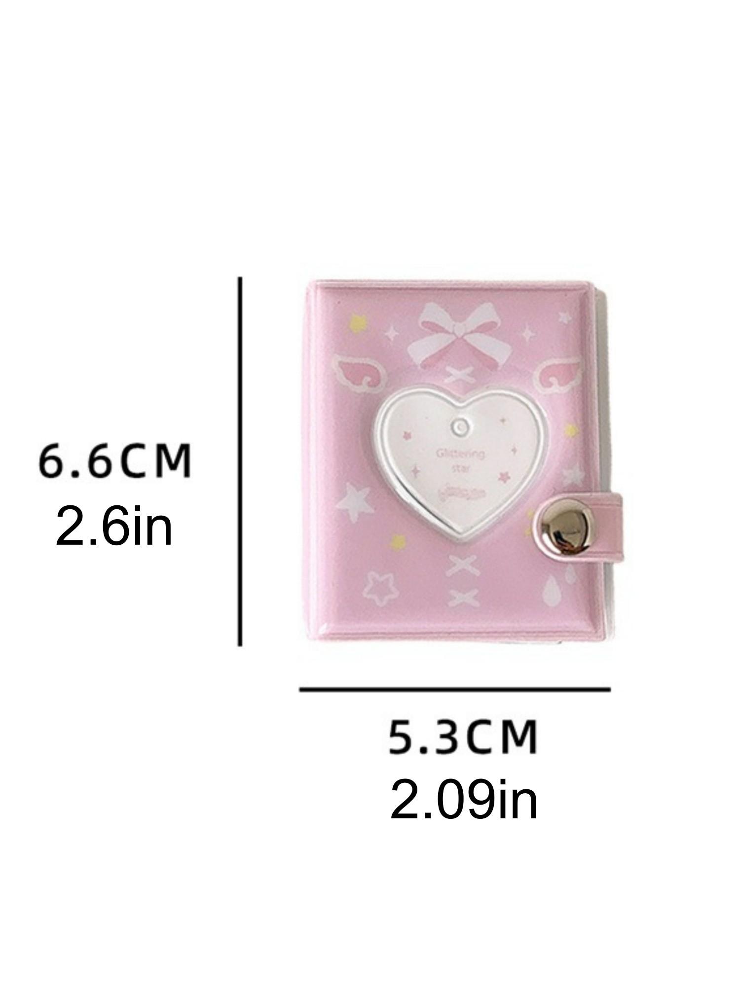 Mini 2 Inch Photo Album Keychain Holder, Holds 32 Photos, Heart Design, Perfect for Friends and Girls, Ideal Gift for Besties