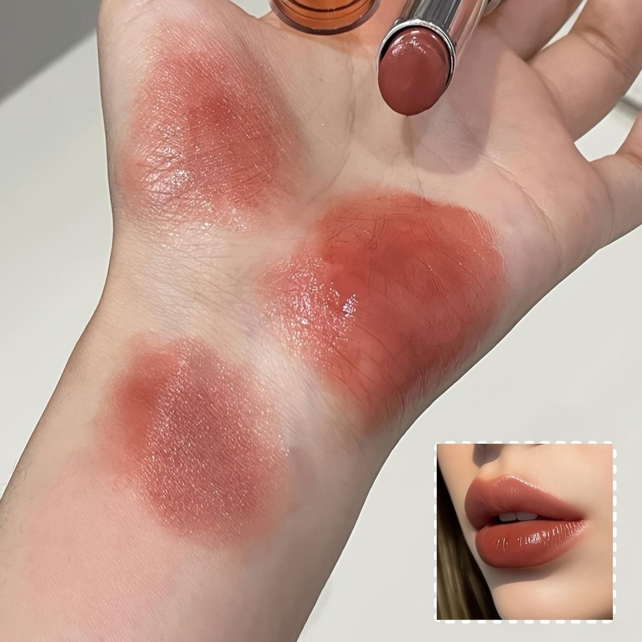 [Moisturizing Tinted Lip Balm] HERORANGE New Mirror-Finish Moisturizing Plumping Tinted Lip Balm, Hydrating Daily Lipstick with a Watery Glow, Cinnamon Milk Pudding Lip Balm, Fade-Resistant, Smudge-Proof, Long-Lasting Hydration, Glossy Solid Lip Gloss, Mo