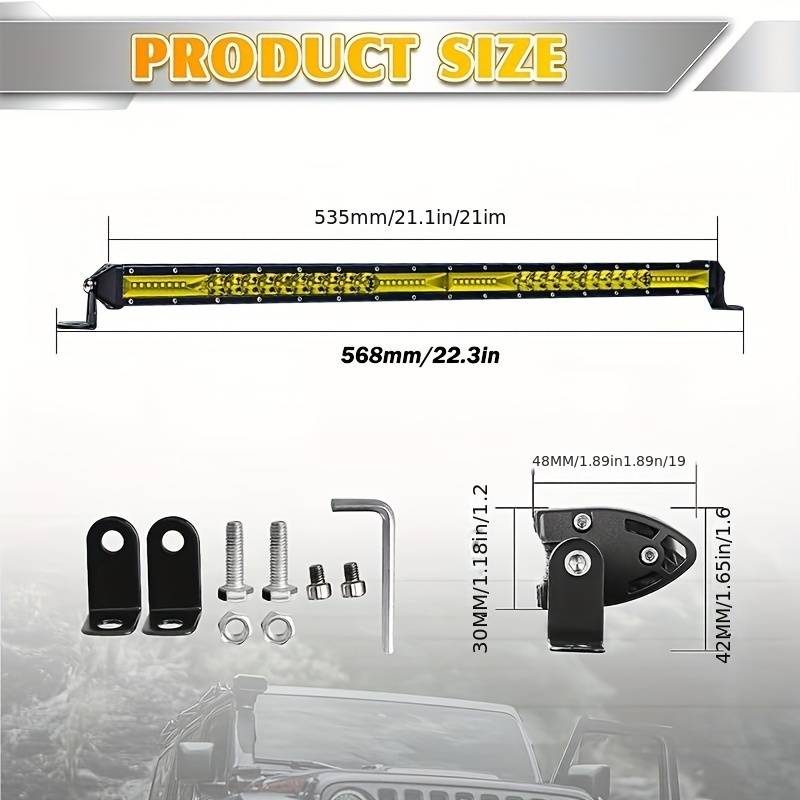 20 Inch 156W Amber LED Light Bar, Spot Flood Combo Beam LED Drivin Lamp, Off Road Lights LED Work Light for Outdoor