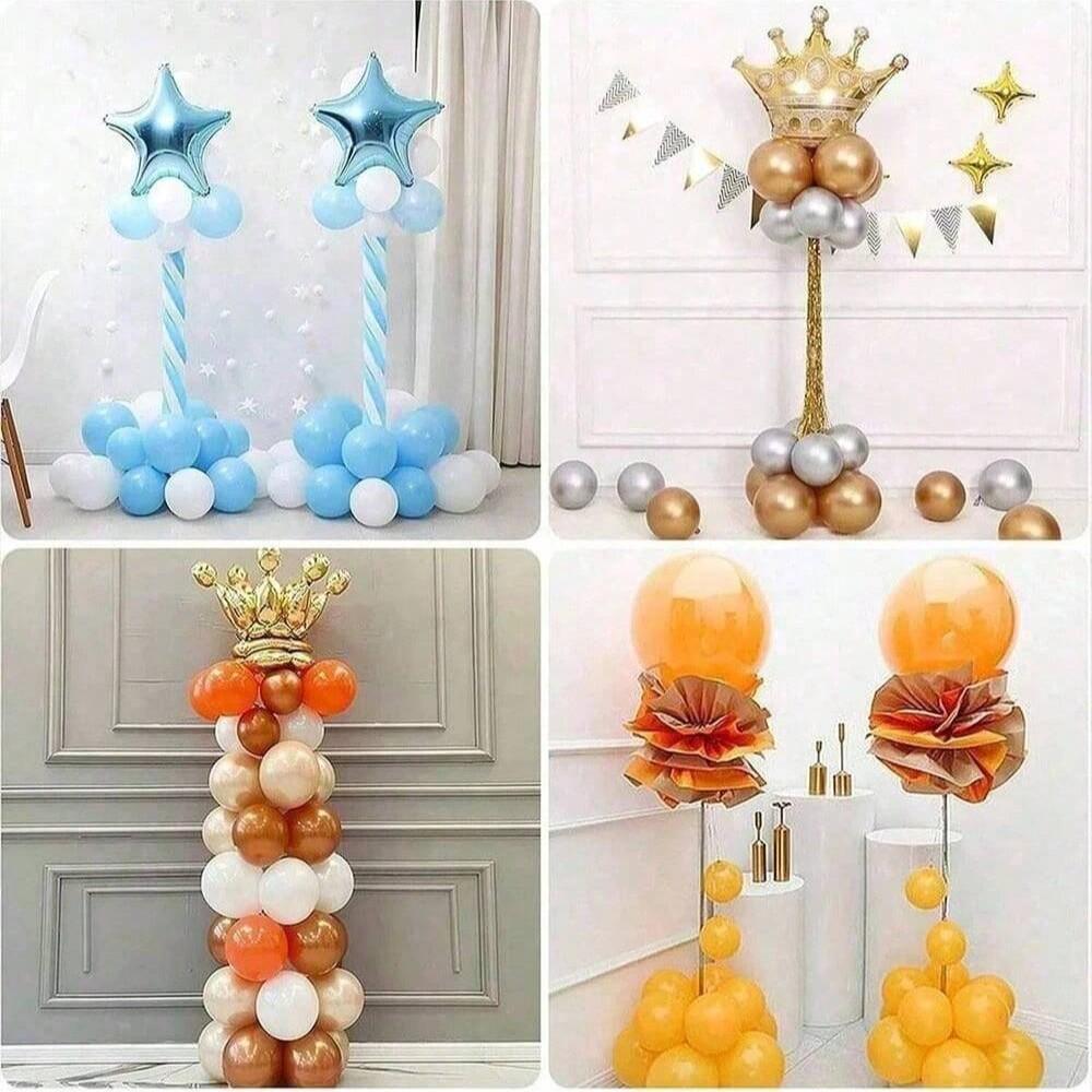 1/2/4 Set Balloon Column Stand Kit For Floor Set Balloon Arch Stands, Height Adjustable Balloon Tower Pillar With Bases Reusable Metal Telescopic Design For Graduation, Wedding, BabyShower, Birthday Party Decoration