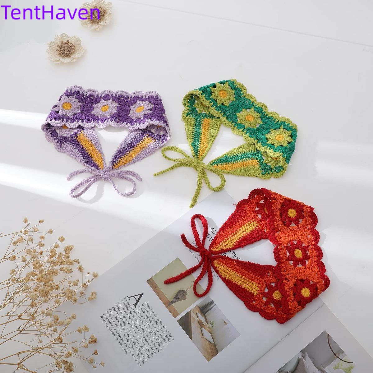2026 Women's Hair Accessories Fashion Knitted Hook Flower Hollow Triangle Scarf Women's Sweet and Cute Girl Style Flower Headscarf