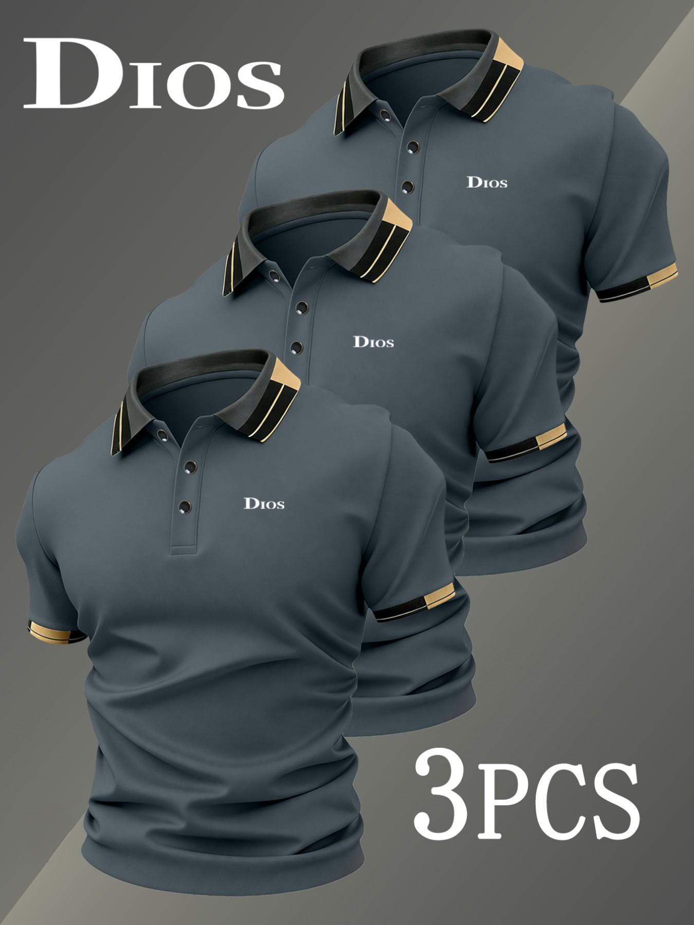 Men's Golf Polo Shirt Set, Casual Golf Polos, 5121 Fashion Ck Logo Print, Collared Stretch Casual Breathable All-Season Comfortable Durable High-End Polo Shirts