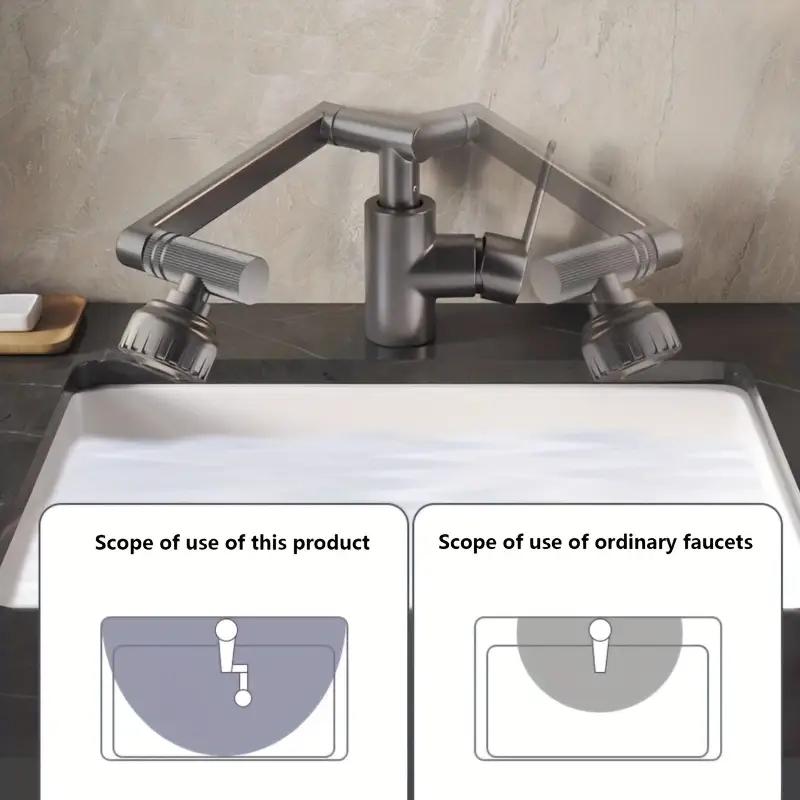 1080° Swivel Kitchen Sink Faucet Bathroom Faucet Mixer Deck Mount Splash Resistant Shower Faucet
