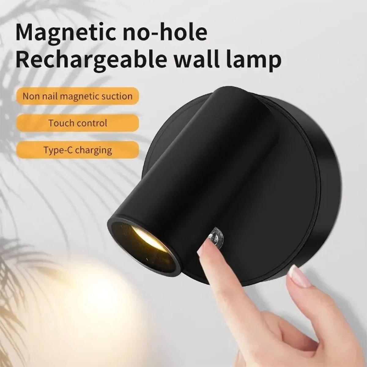 Indoor LED spotlights, floor lighting is powered by rechargeable batteries, adjustable brightness image lights, magnetic suction type without drilling for installation, easy to install and dismantle.