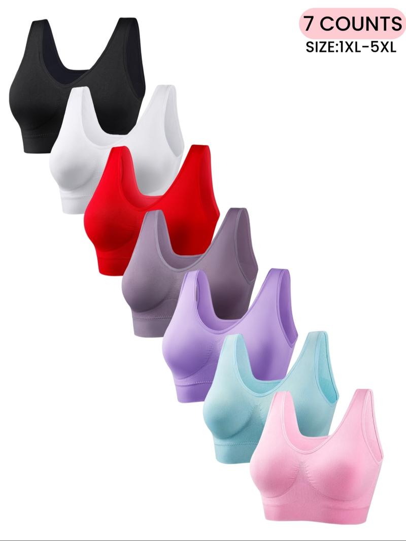 【Plus Size】 Women's Soft  Seamless Bra,Comfortable & Breathable Simple Basic Chest, No Padding,Lady Lingerie Casual Underwear Top,Soft Comfy Bra,Perfect For Daily Wear,All Seasons