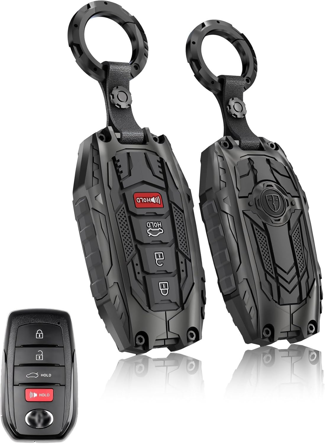 Heavy Key Fob Cover for Toyota, Key Fob Case Protector Accessories Fits for Toyota 2025 2024 Tacoma and 2025-2022 Tundra 4-Button (TYPE-C-Black)