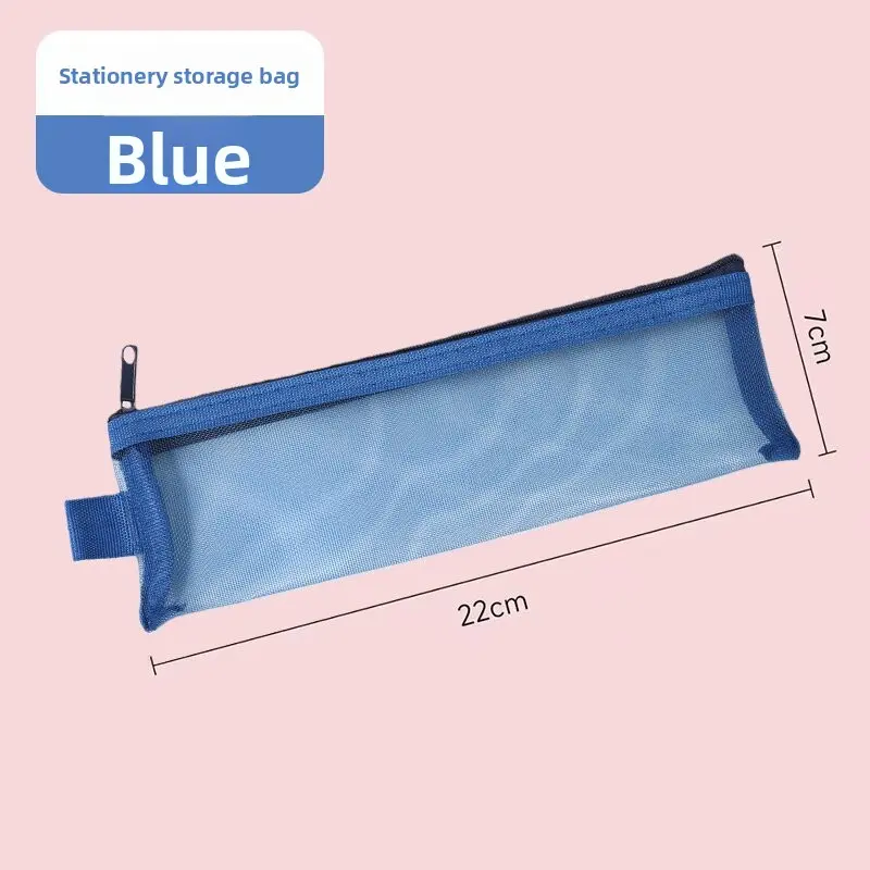 Pencil Pouch Small & Compact Build, Retro Transparent Mesh Double-Layer Stationery Bag for School, Unisex