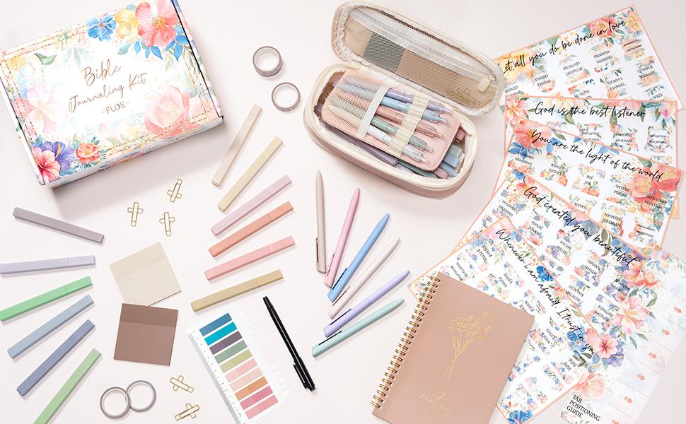 Floe Bible Study Fabric Storage Bag Set, Bible Journaling Kit with Highlighters, Pens, No Bleed, Soft Fabric Organizer for Bible Study Essentials dealsforyoudays Easter