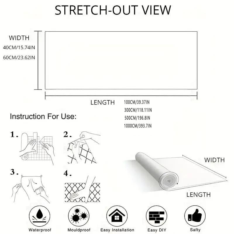 High-Temperature Kitchen Self-Adhesive Paper, Waterproof Oil-Resistant, Ideal for Cabinets, Splash Guards, Drawers, Durable and Easy to Clean