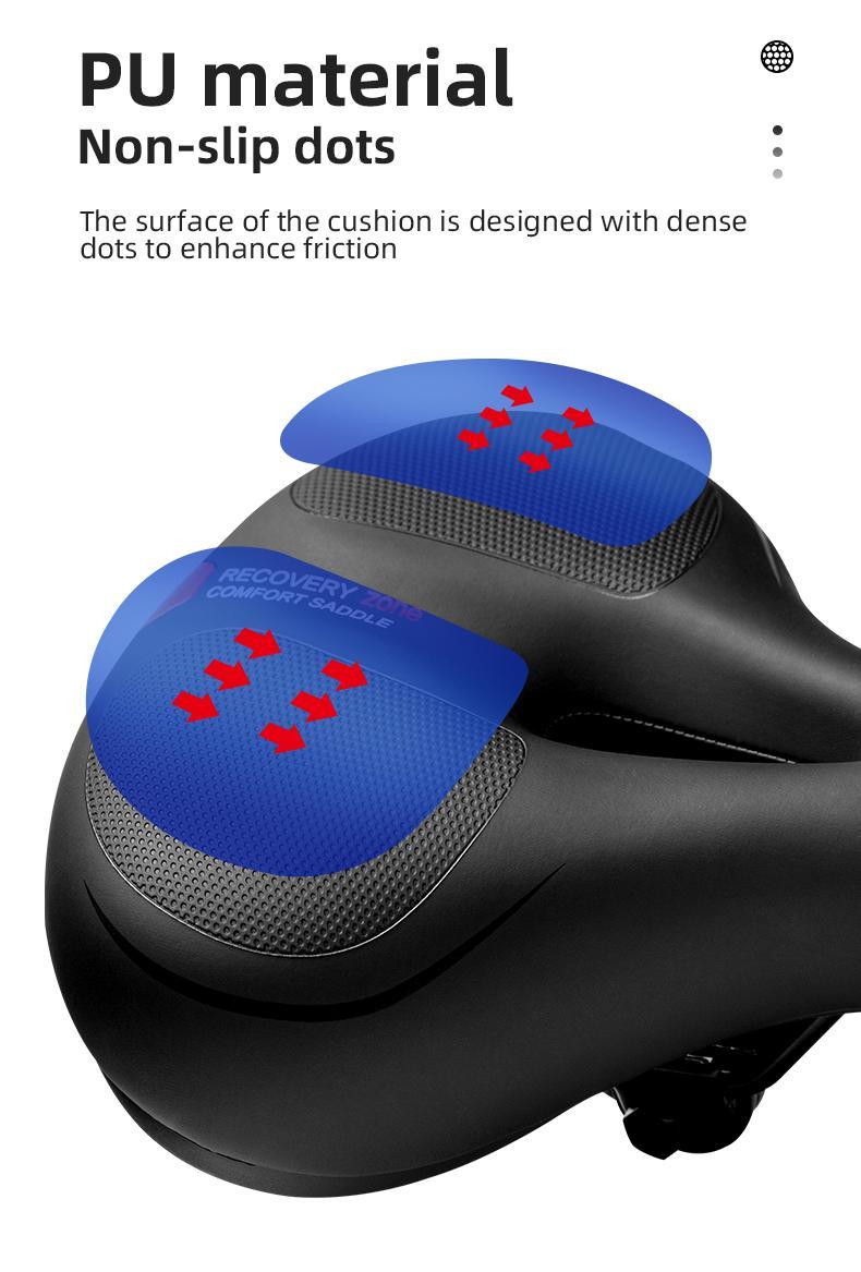 ROCKBROS Bike Seat Comfort Bike Saddle Mountain Bicycle Accessories for Men Women Soft Wide Bike Seat Cushion Dual Shock Absorbing with Reflective Strip