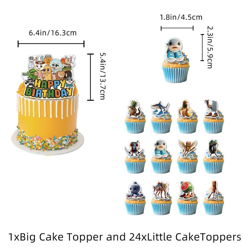 152pcs Eid al-Fitr "Shark in the Shoe" "Bombardiro Crocodilo" Themed Sahur & Birthday Party Decoration Set Includes Banner, Balloons, Cake Topper, Temporary Tattoos, Candy Bags (Party Theme)