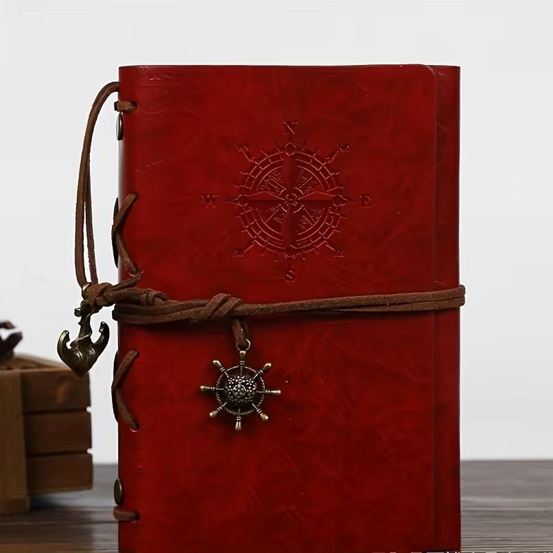 Vintage Pirate Journal with Nautical Compass & Treasure Map, Hardcover Diary with Metal Closure, Spiral Bound Notebook for Notes