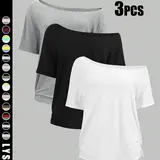 Women's Solid Color Tee, Casual Basic Short Sleeve T-shirt for Daily Wear, Ladies Clothes for All Seasons Top