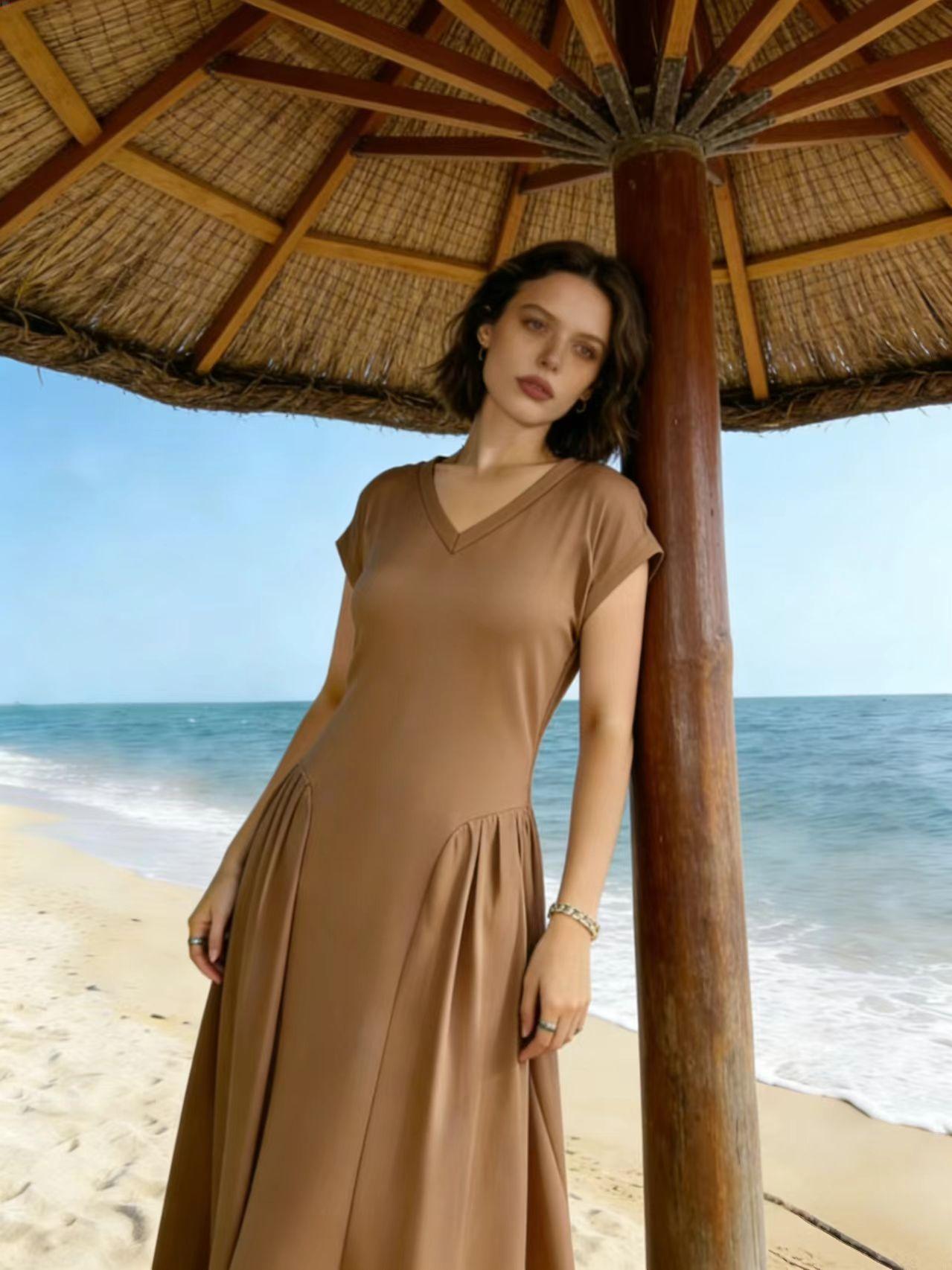 Solid Color Fashion Plus Size Short Sleeve Dress, Stylish Casual Wear for Women, Comfortable and Trendy Summer