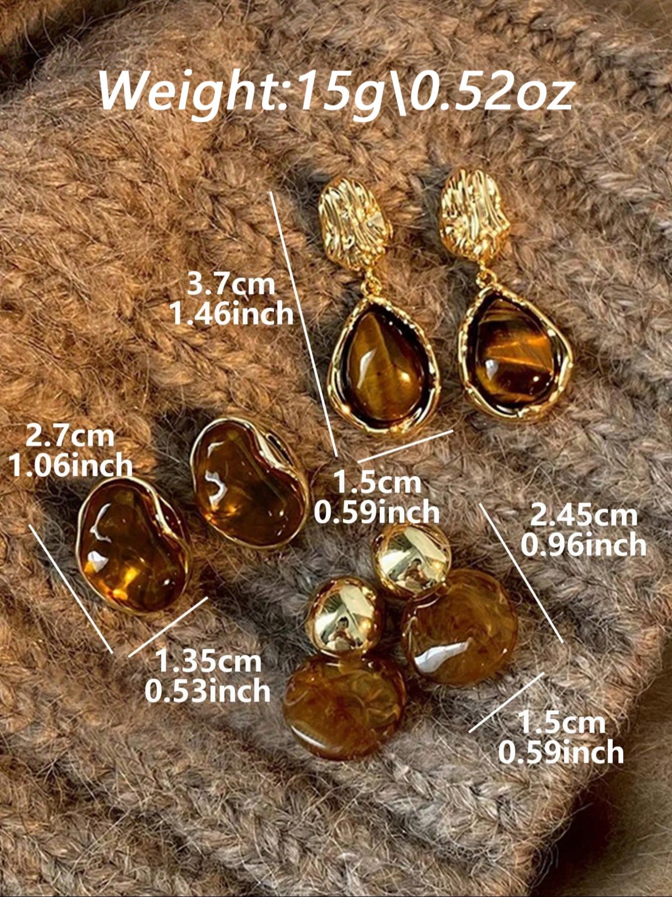 Elegant Tiger Eye Stone Earrings for Women, Vintage Style Amber Color Jewelry, Perfect for Daily Wear, Parties & Formal Events