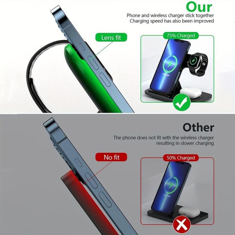 Wireless Qc3.0 15w Fast Charging Station, Fast Charging Dock, Foldable Multi-Device Charger, Christmas Gift Idea, New Year Present Option