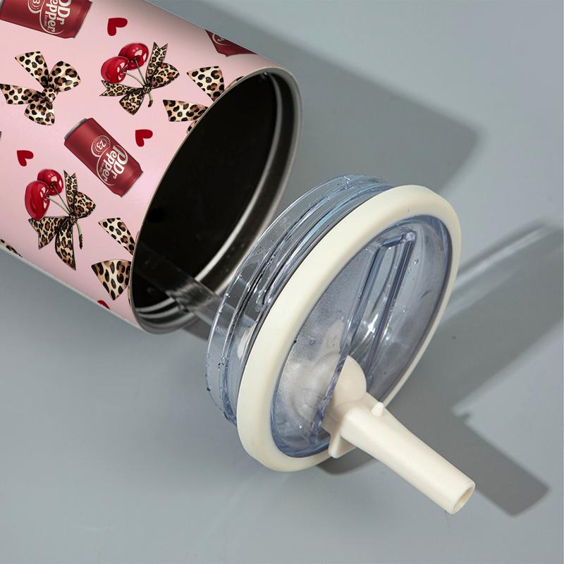 1 Pc 40oz insulated mug with handle, double wall stainless steel vacuum cup, leak proof lid and straw, keeps drinks hot 12 hours and cold 24 hours, pink skinny tumbler, Tumbler reusable cup, great gift for women and men