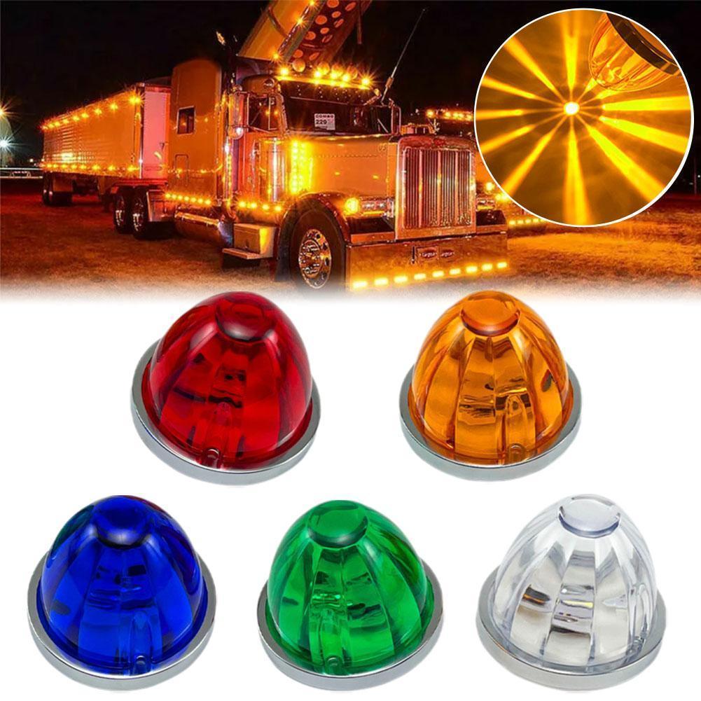 5Pcs Amber Watermelon LED Strobe+Constant Marker Lights Dual Function Watermelon-Shaped Side Marker Clearance Tail Top Cap Roof