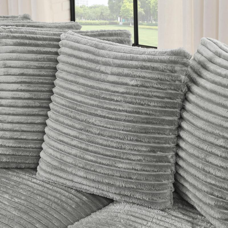 Niccae 110" LED Lighted L-Shaped Sleeper Sectional Sofa Modern Modular Design with Adjustable Footrests 8 Throw Pillows Easy Assembly Ideal for Living Room Bedroom Apartment Hotel - Foam