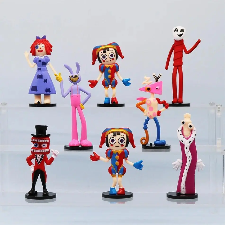 The Amazing Digital Circus 8 Styles Q Version Figurine Models, Rabbit Clown Dolls Cartoon Peripherals Cake Ornaments Toy Models