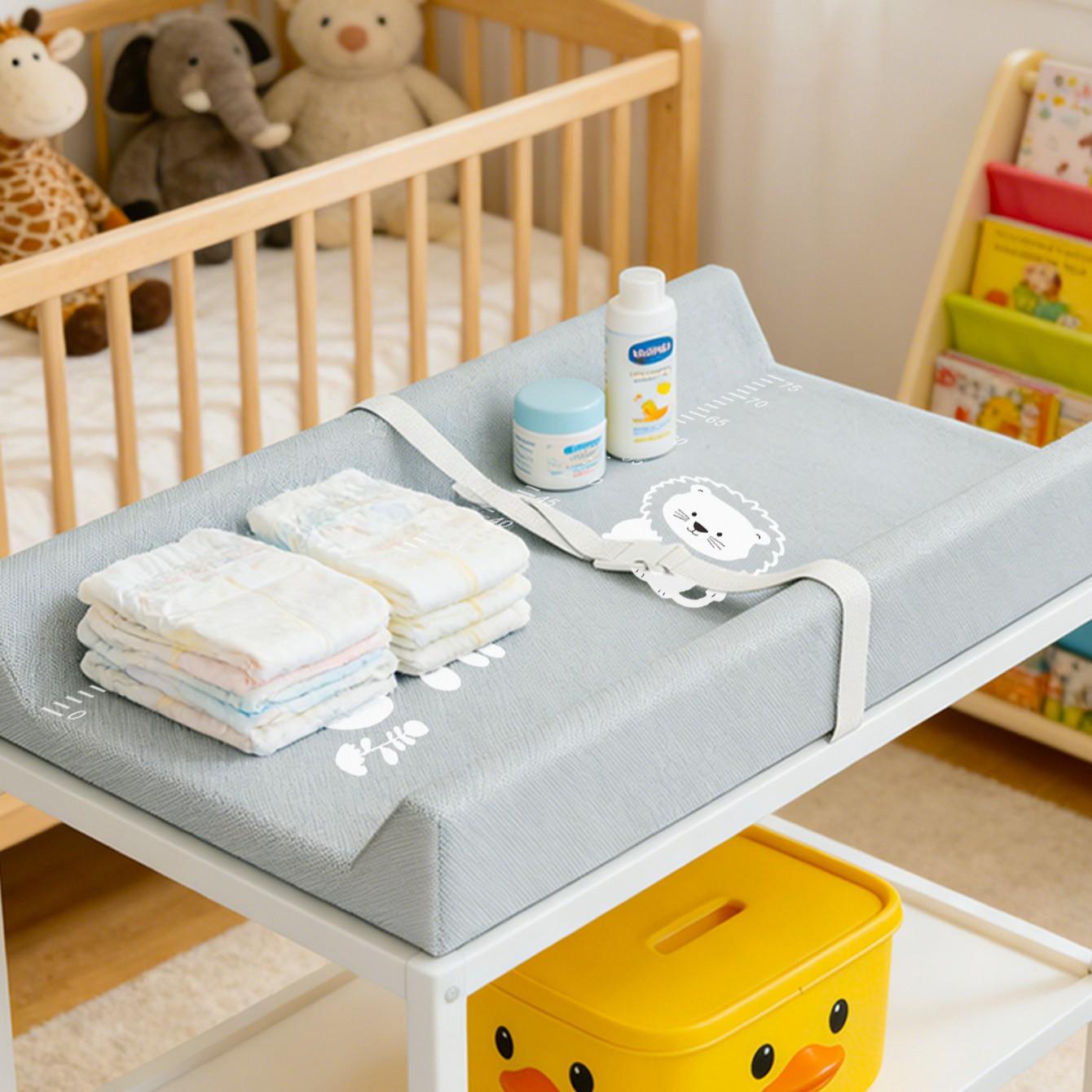Baby Changing Table with PU Diaper Pad, Leather Infant Care Dressing Table, Baby Massage Mat, Compressed Packaging, Pure Color PU Diaper Table