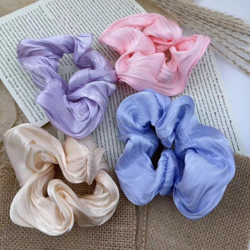 4Pcs Cream Puff Hair Scrunchies, Cute Fairy Forest Style Hair Ties for Women, Sweet Hair Accessories for Camping, Picnics, Parties & Holiday Gifts