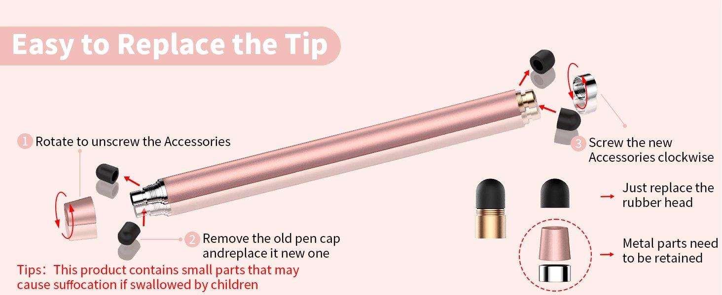 3 PCS Stylus Pen for Touchscreen,2-in-1 High Precision Stylus,Stylus Pen for iPad/iPhone/Android Tablets and Capacitive Touchscreens(Black/Silver/Rose Gold