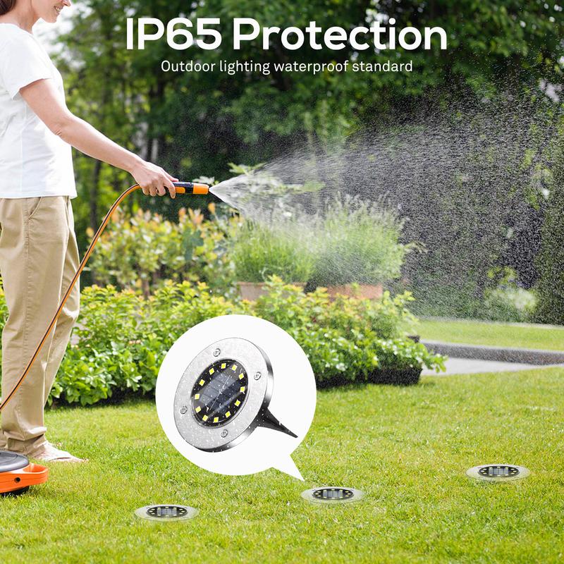 Earrck Solar Outdoor Lights, 12 LEDs Solar Garden Lights/Warm&White Super Bright in-Ground Lights/IP65 Waterproof/Solar Disk Lights for Garden&Yard&Walkway&Patio&Lawn&Driveway&Pathway&Pool&Outdoor(8/12Pack)