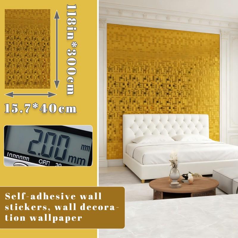 1 Roll 3D Metallic Texture Decorative Sticker, 2mm Thick Ceiling Wall Mural, Easy Installation, Seamless Splicing, Peel and Stick Wall Decal for Living Room Bedroom Modern Home Decor