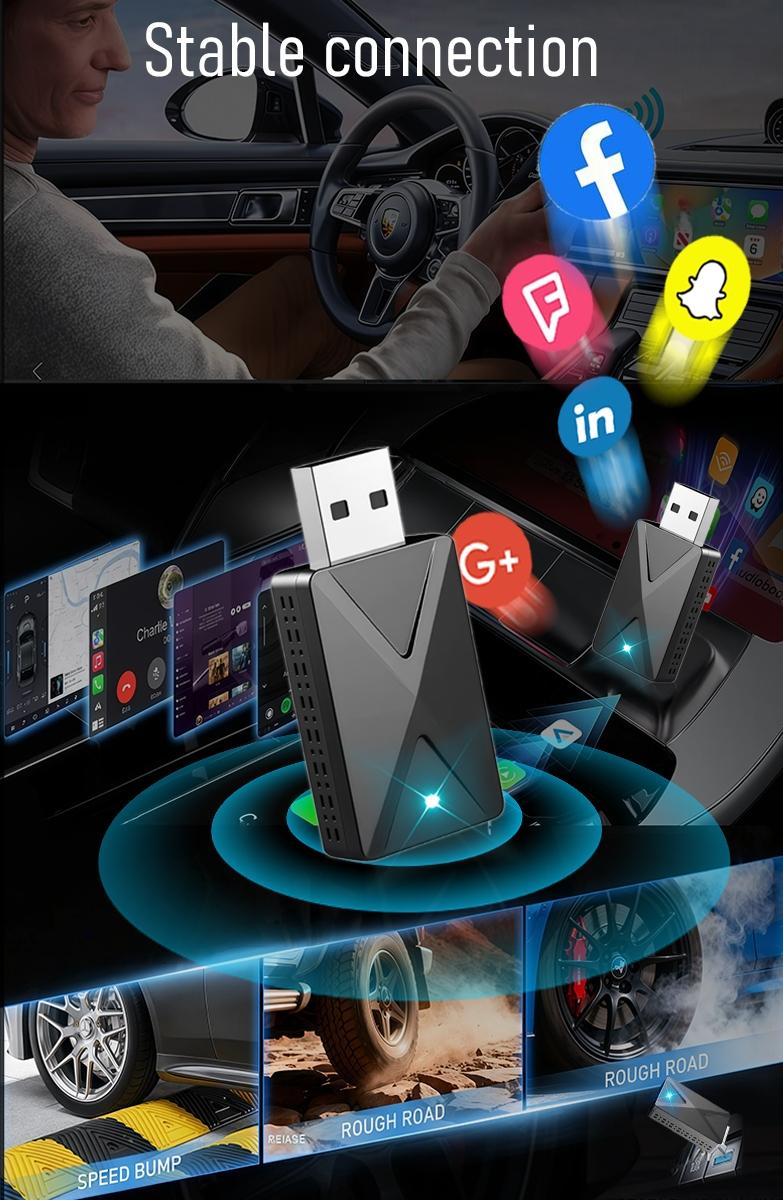 2026 Wireless CarPlay Adapter for iPhone/Android - Fast Connection, No Delay, Hands-Free Calling Wireless Adapter Mini USB Car Design, Apple CarPlay Plug-and-Play, Wireless Adapter Dongle, Gift Type-C adapter