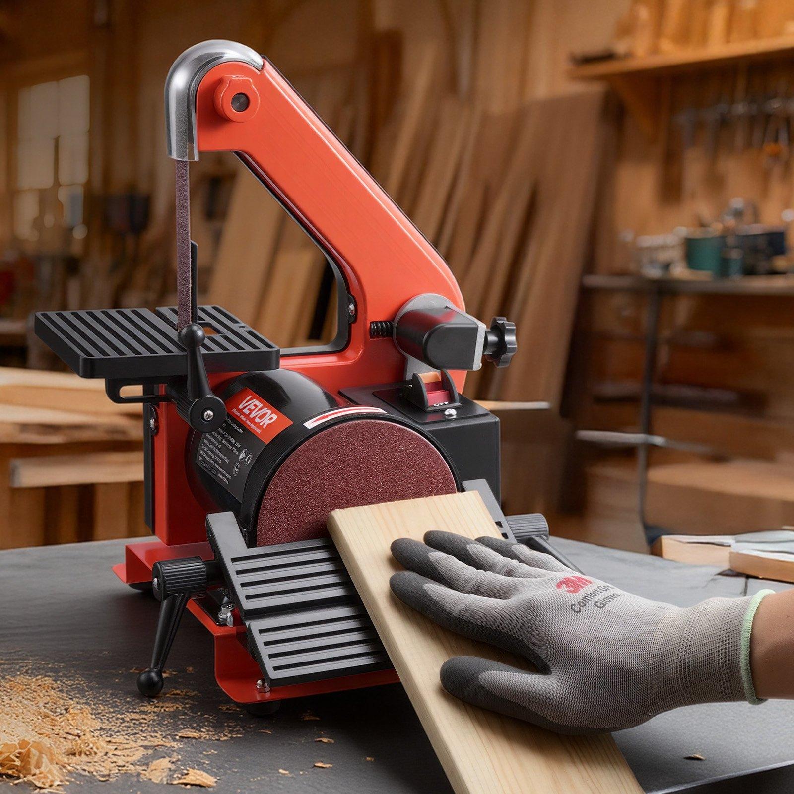 VEVOR Benchtop Disc Sander Combo, 5 inch Disc & 1" x 30" Belt Sander, 250W Power, 0-45 Adjustable Worktable, Dust Collection Ports for Woodworking, DIY Projects