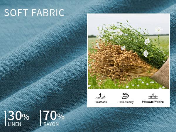 TARSE Women’s Linen Blend Casual Pants Flared Leg Wide Leg Drawstring Ruffle Harem Palazzo Pants with Pockets