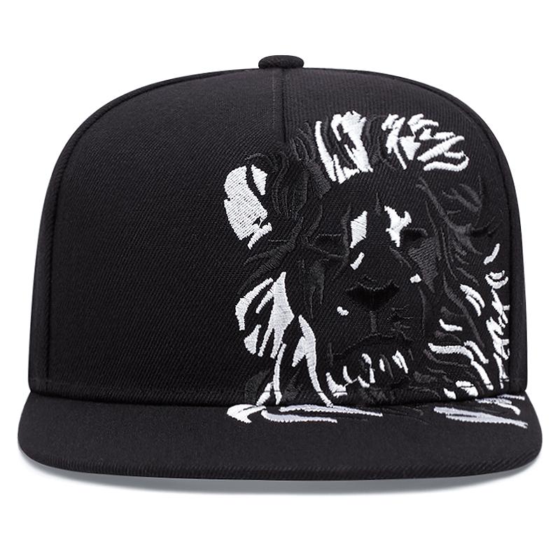 lion embroidered baseball cap men hip hop flat brim hat fashion snapback cap casual sun visor cap women