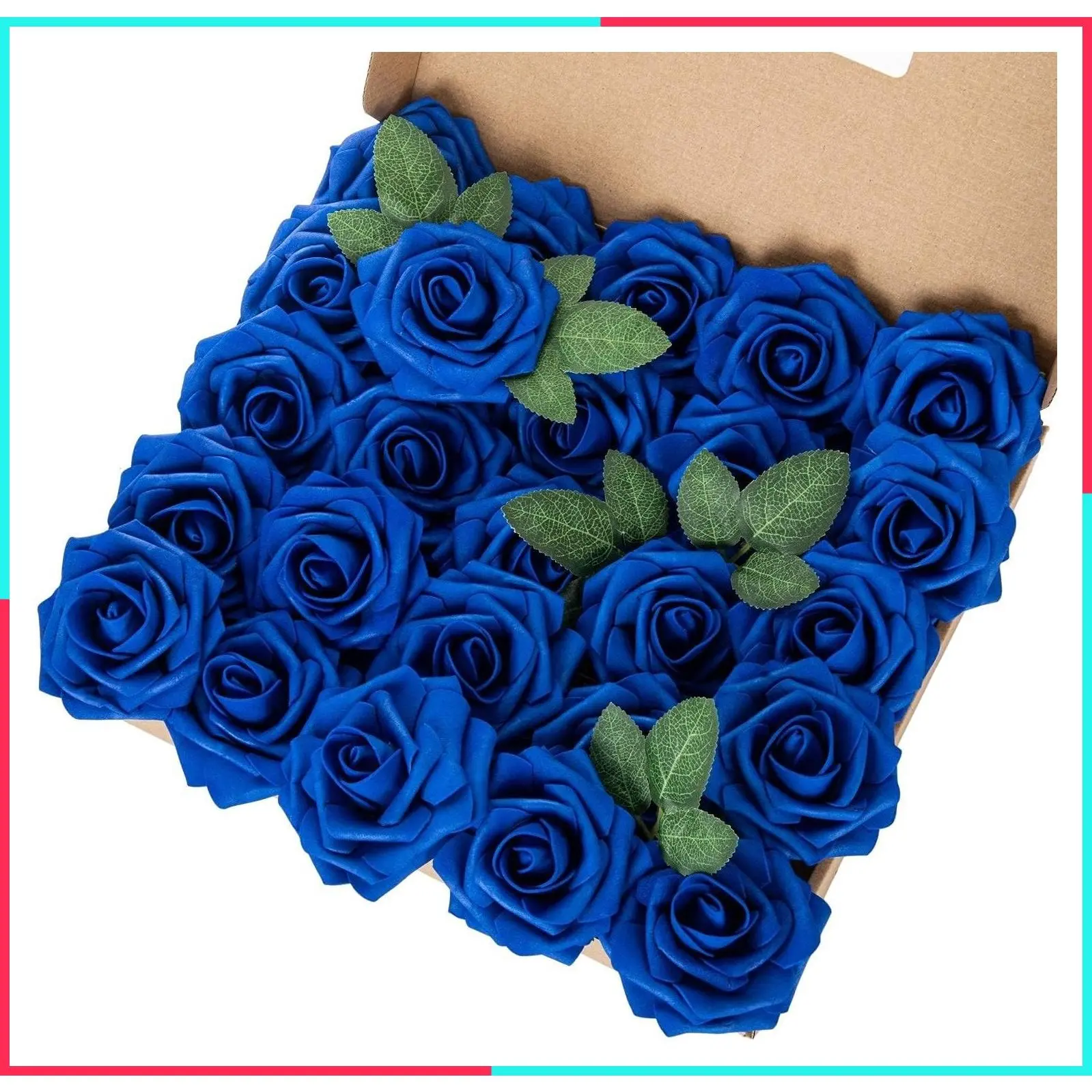 25pcs Real Touch Artificial Foam Roses with Stems, Royal Blue Rose Heads for DIY Wedding Bouquets Centerpieces Arrangements Party Baby Shower Home Decor