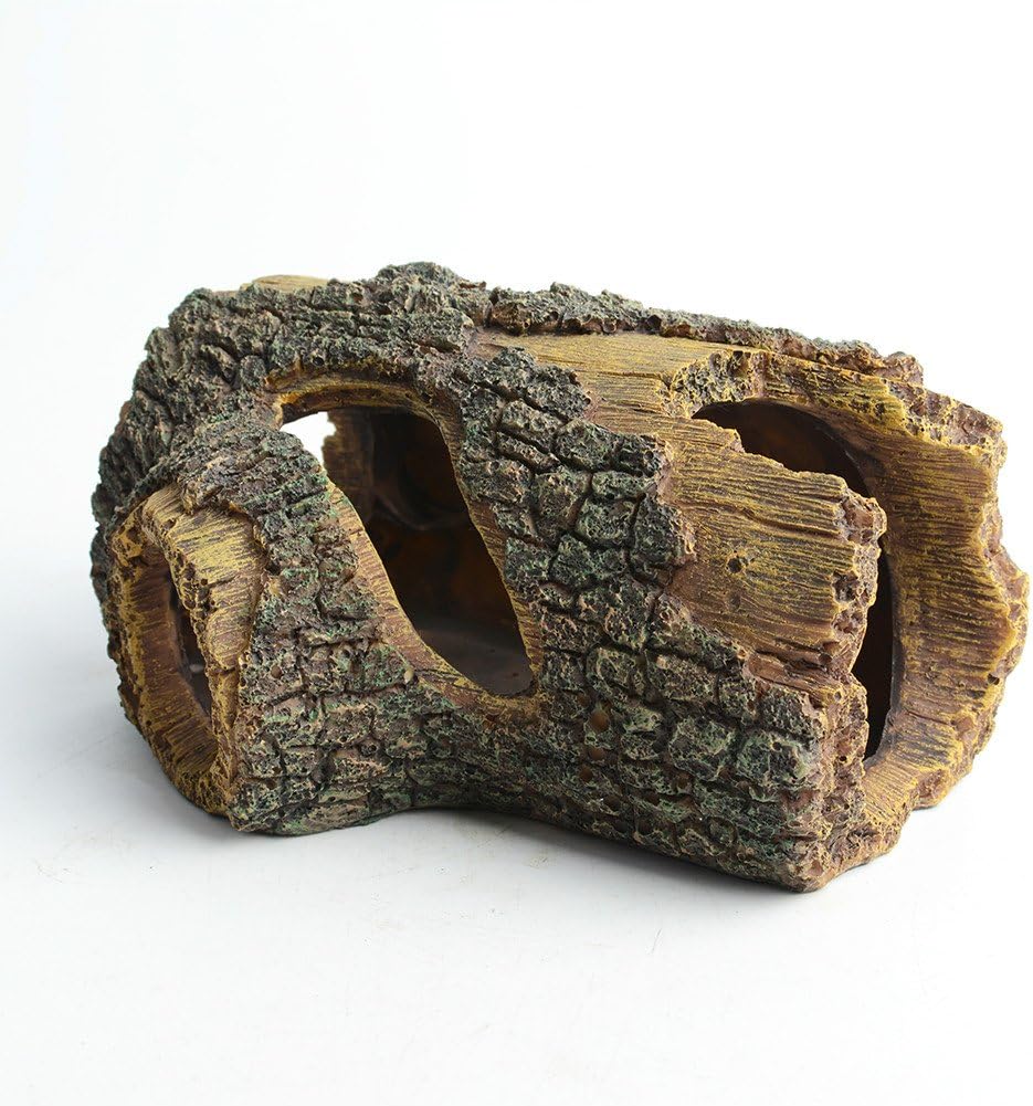 hygger Betta Log Resin Hollow Tree Trunk Ornament, Betta Fish Accessories, Aquarium Decorations Wood House Small and Medium Fish Tank Decor, with Holes for Small Fish Pets to Swim Through (Tree Trunk)