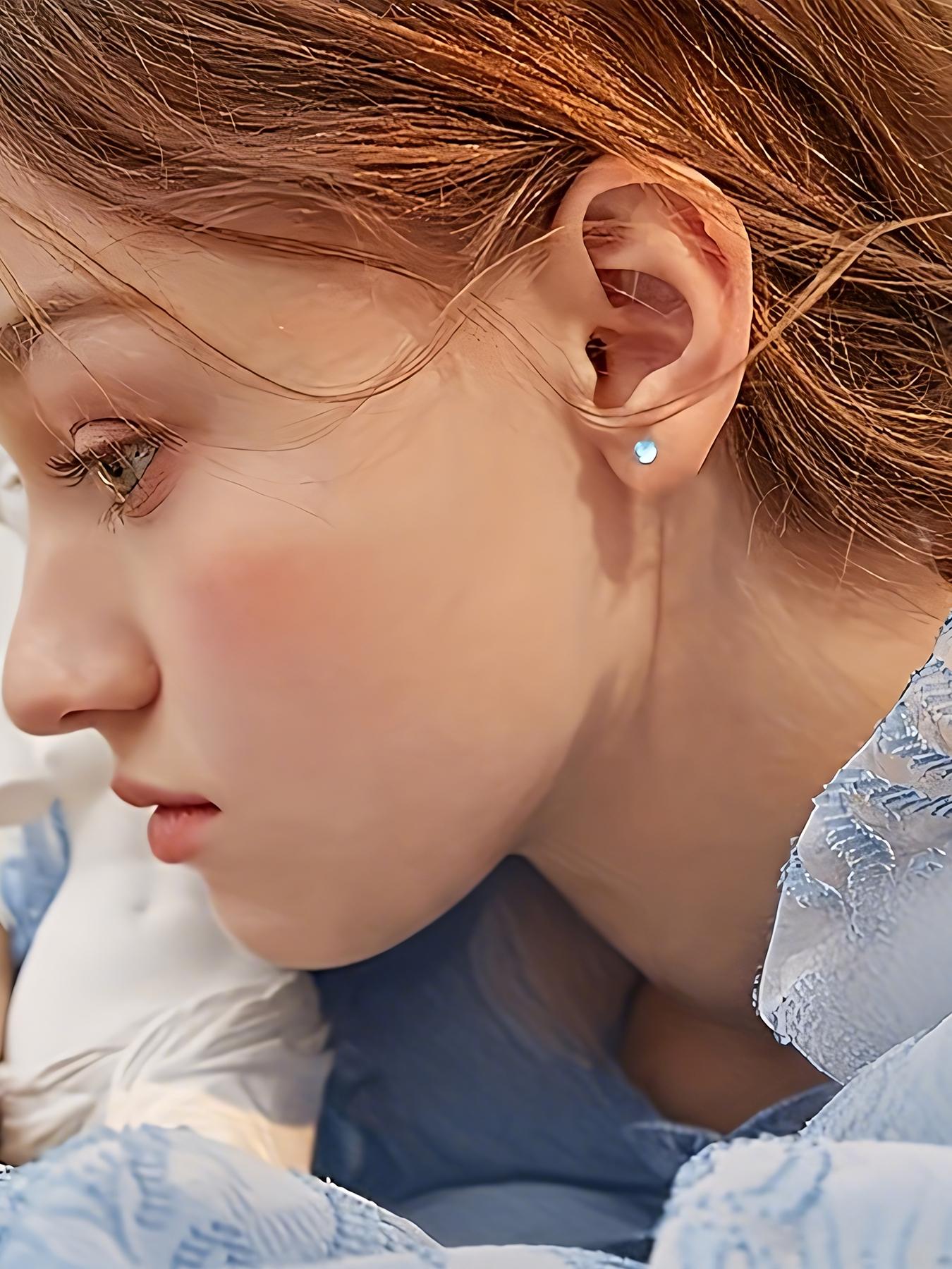 Elegant Women's 925 Silver Moonstone Earrings, Hypoallergenic Fashion Square Stud Earrings, Simple Style Jewelry for Daily Wear & Gifting