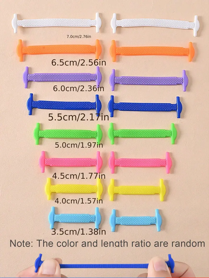 16-Piece Silicone Laces Shoelaces No-Tie Elastic Shoe Straps, Multicolor for Ice Skates Sports Shoes Casual Sneakers Stretchy Shoelaces Shoe Strings for Sneakers