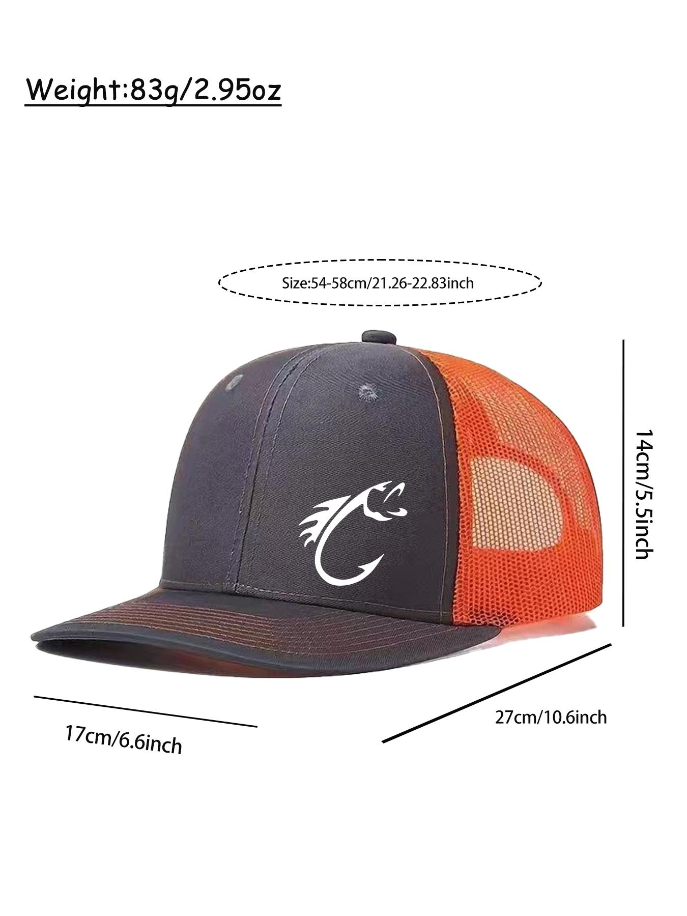 Neutral Fish Hook Pattern Printed Baseball Cap, Outdoor Fishing Cap, Adjustable Mesh Design, Casual Style Suitable for Outdoor Activities, Snapback Trucker Hats