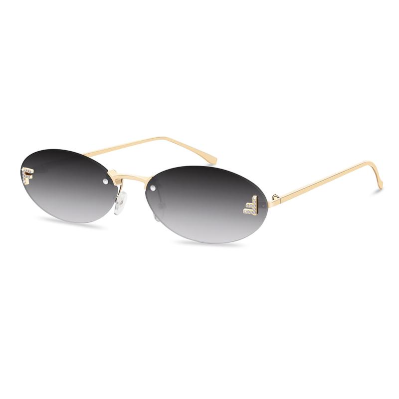 Retro Oval Y2K Sunglasses for Women Men, 2025 Trendy Chic Narrow Gold Metal Sunglasses Small Sunnies