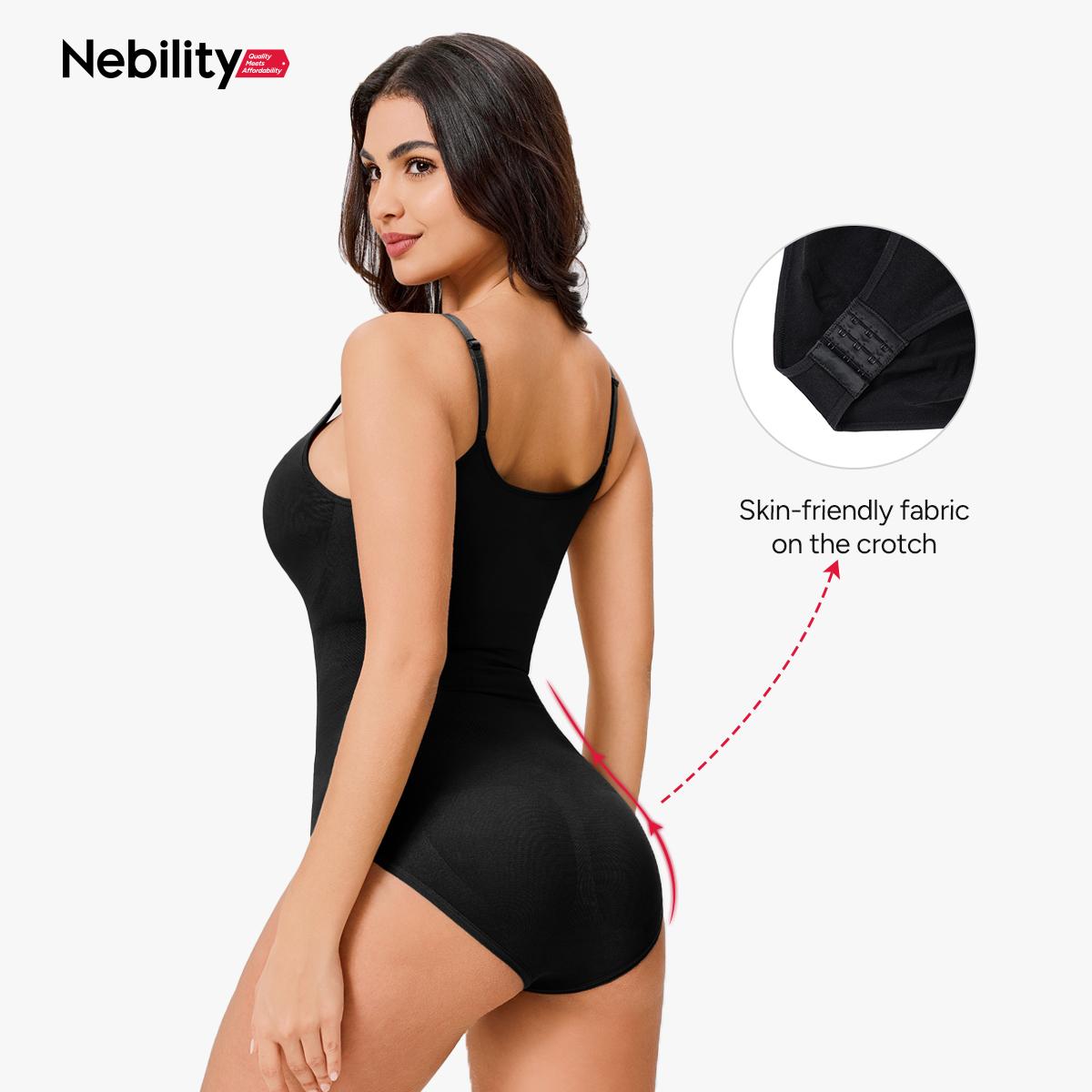 Nebility Women's Basic Comfortable V Neck Sleeveless Camisole Bodysuits Tops Minimalist Womenswear for All Season Bust Bodysuit High Compression Shapewear Shapewear Lady Body Sculpting Compression