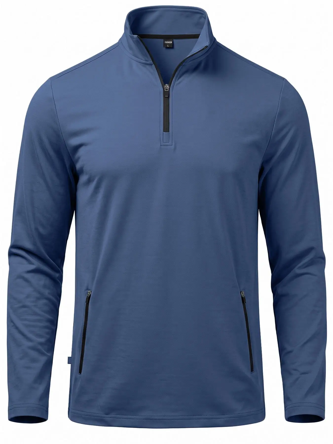 Men's Solid Color Half-Zip Stand Collar Golf Long Sleeve Shirt for Spring & Autumn, Outdoor & Daily Casual Top, Stretch Fabric, Side Zipper Pocket, Loose Fit  Design